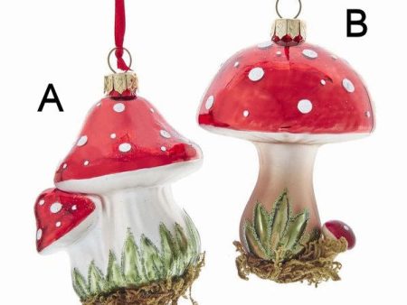 Mushroom Glitter Glass Assorted Ornament Sale