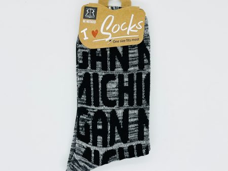 Michigan Text Socks Gray Heather For Discount