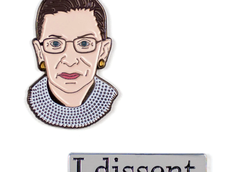 Ruth Bader Ginsburg & Dissent Enamel Pin Set For Sale