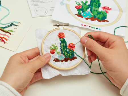 Mini Cactus Cross Stitch Embroidery Kit on Sale