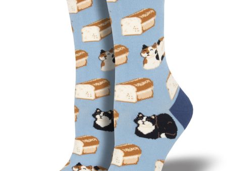 Cat Loaf Women s Crew Socks Blue Online Sale