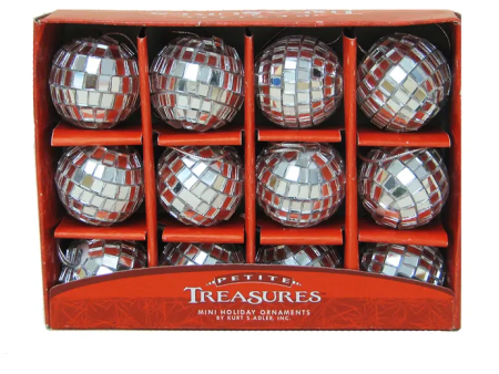 Mirrored Disco Ball Glass 12 Piece Ornament Set on Sale