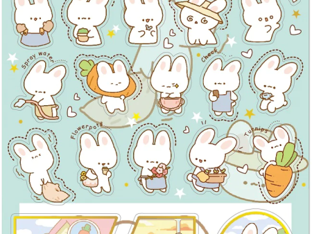 Bunny Rabbit Flat Stickers Nekoni Comics Hot on Sale