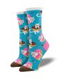 Sweet Treat Kitties Women s Crew Socks Blue Sale