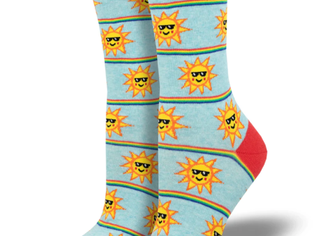 Rainbow Sunnies Women s Crew Socks Blue Heather For Sale