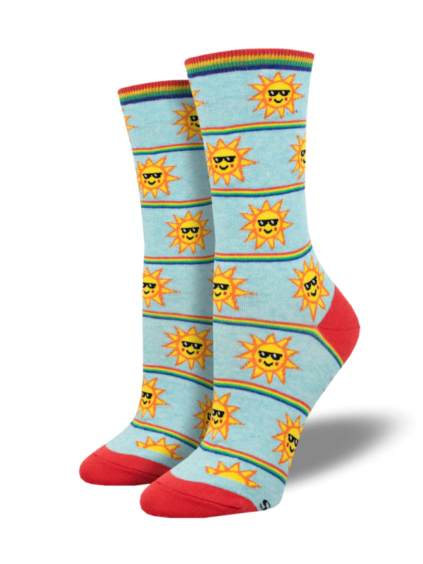 Rainbow Sunnies Women s Crew Socks Blue Heather For Sale