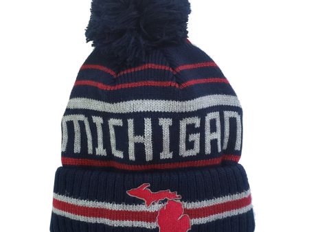 Michigan Navy Banner Pom Hat Fashion