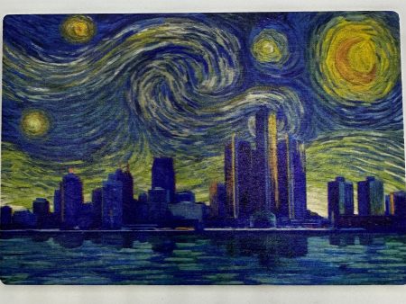 Detroit Starry Night Wood Postcard Supply