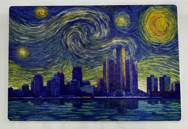 Detroit Starry Night Wood Postcard Supply