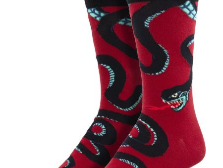 Slither Me Timbers Men s Crew Socks Red Sale