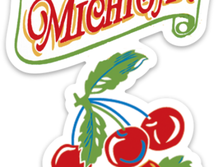 Michigan Cherry Retro Die Cut Sticker Online Hot Sale