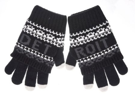 Detroit Black & Gray Gloves For Discount