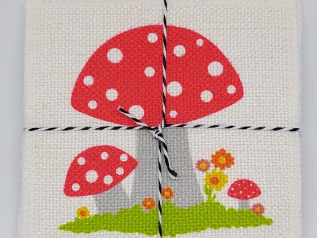 Mushrooms Fabric Coaster Set Hot on Sale