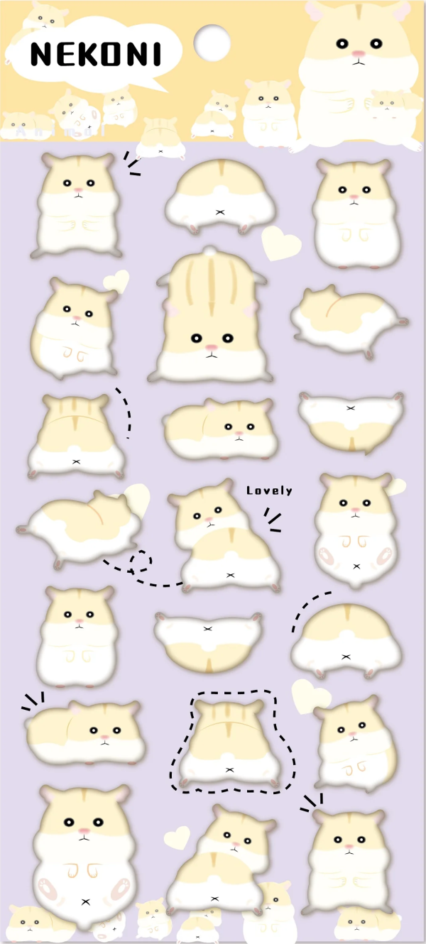 Hamster Butt Puffy Stickers Nekoni on Sale