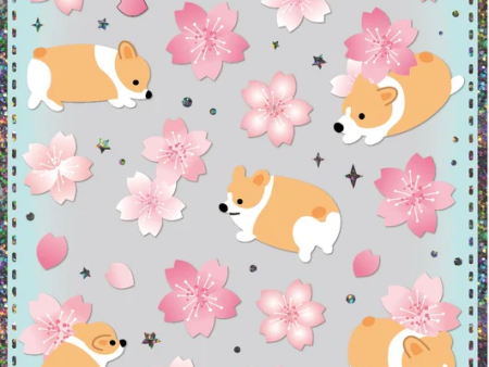 Corgi Sakura Cherry Blossom Stickers Nekoni Supply