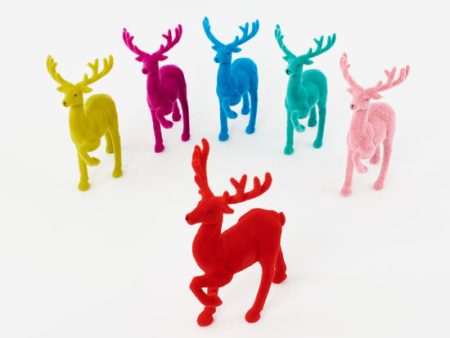 Flocked Deer Assorted 12  (TURQUOISE OR PURPLE ONLY) For Cheap