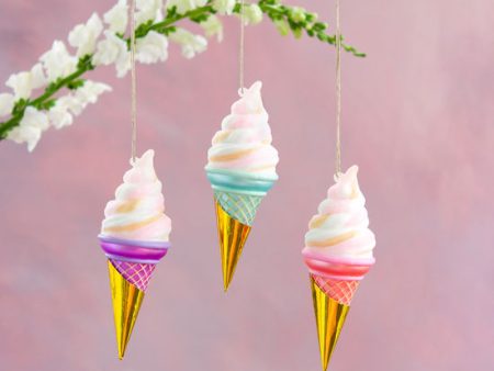 Ice Cream Cone Glass Assorted Ornament (PINK OR PURPLE ONLY) Online Hot Sale