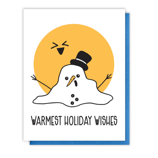 Card Warmest Holiday Wishes Melting Snowman Christmas For Sale