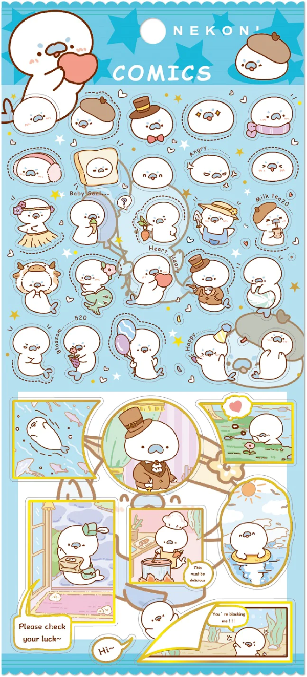 Seal Flat Stickers Nekoni Comics Fashion