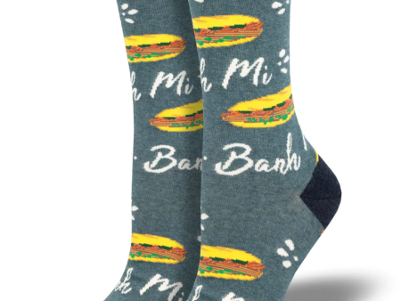 Bahn Mi Women s Crew Socks Blue Heather Sale