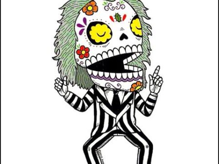 Beetlejuice Sugar Skull Sticker Sale